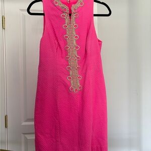 Lilly Pulitzer Vibrant Pink Dress with Gold Detailing